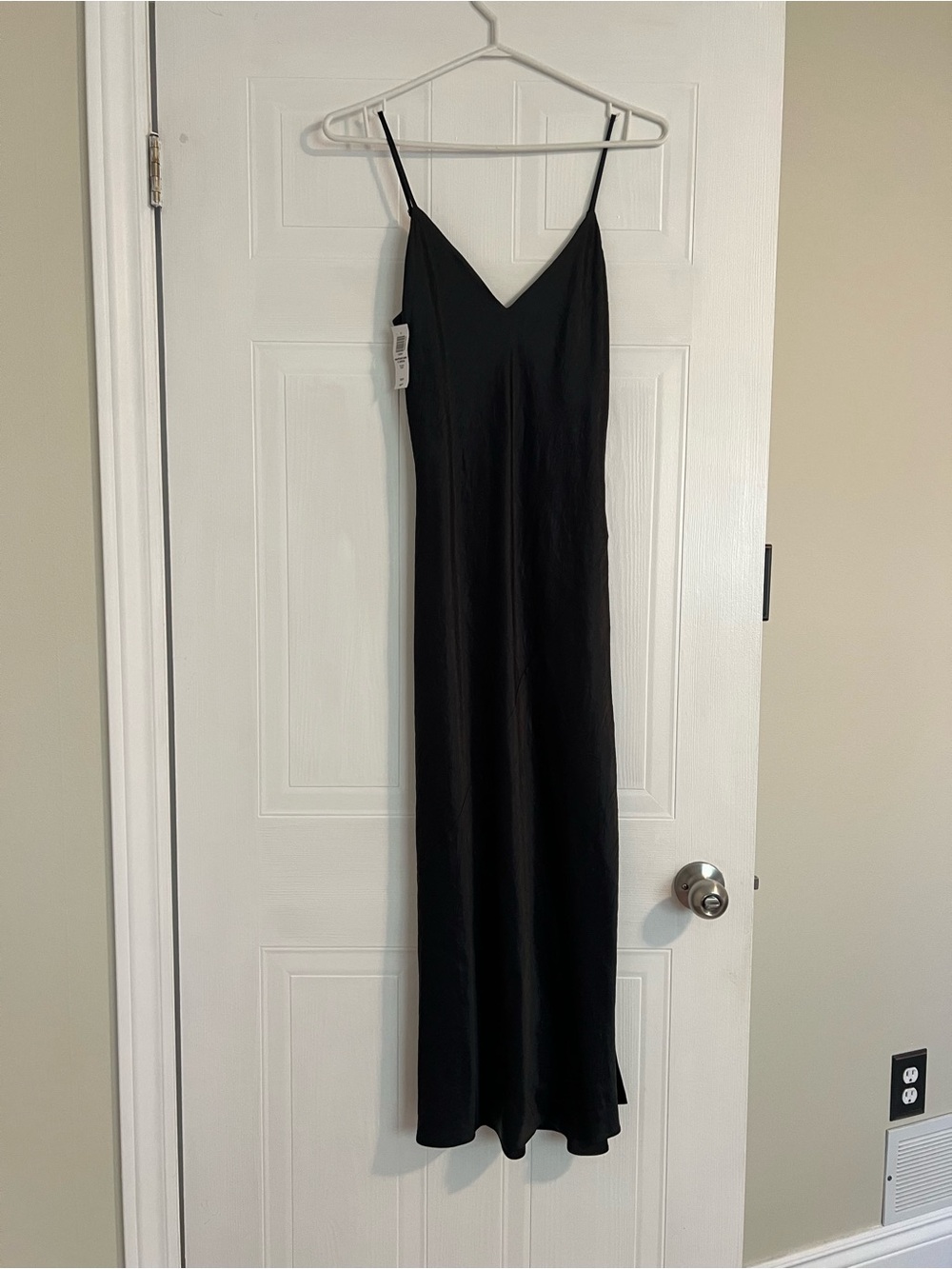 Aritzia Black Slip Midi Dress with Spaghetti Straps